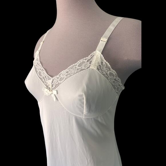 NWOT Vintage Shirey Chemise Sleepwear Midi Length Sleeveless Side Slit White 6 - Picture 3 of 10